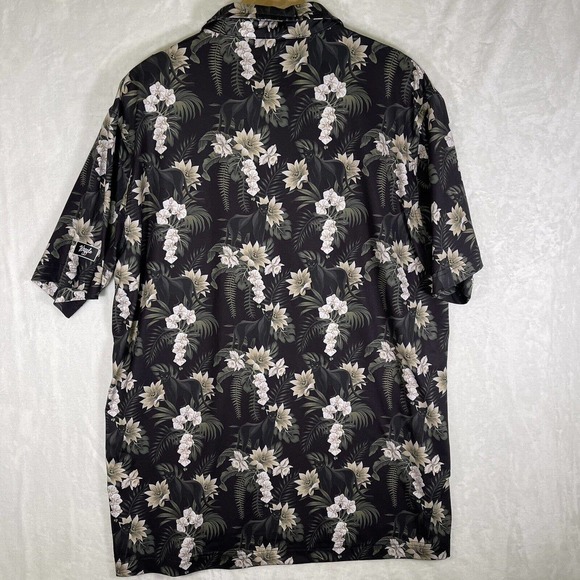Waggle Men's XL Short Sleeve Golf Polo Shirt Quick Dry Black Panther Floral - Picture 5 of 5